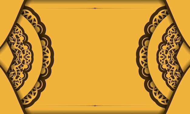 Yellow banner with vintage brown pattern and place under your text