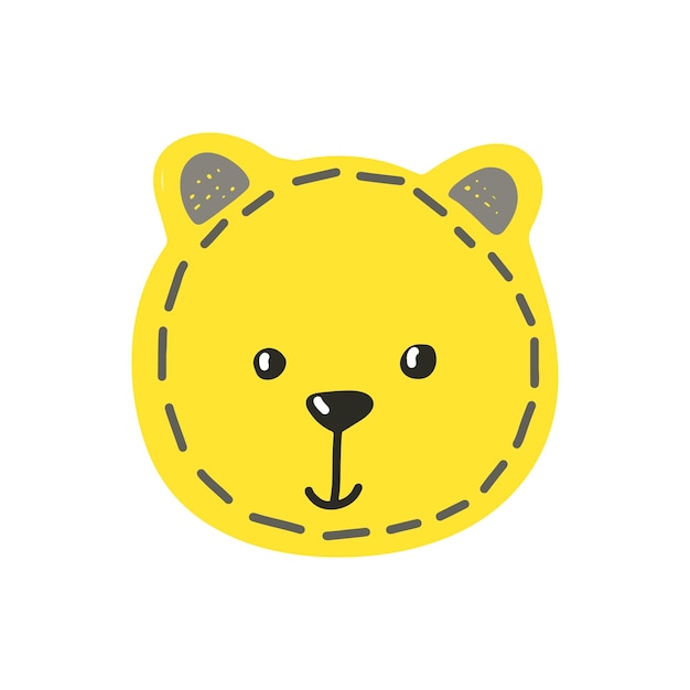 Yellow Bear head cute kids hand drawn vector illustration