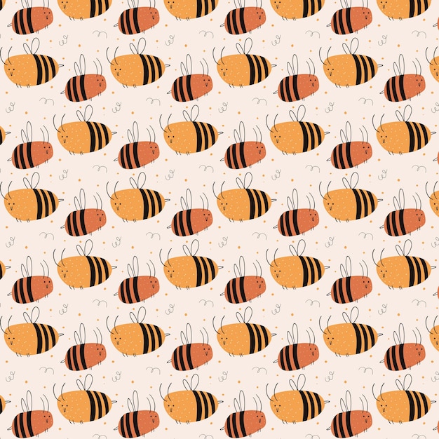 Yellow Bee Seamless Pattern Print