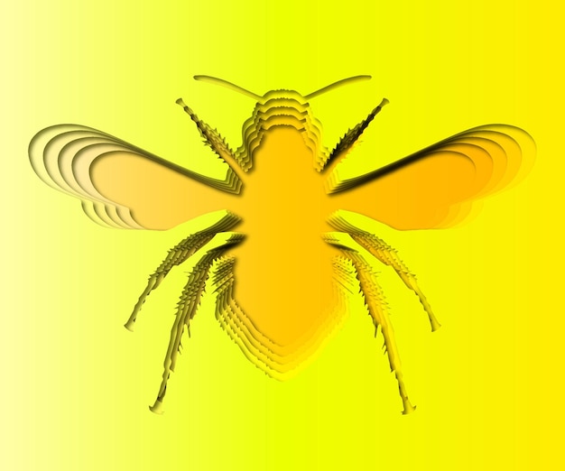 Vector a yellow bee with a yellow background