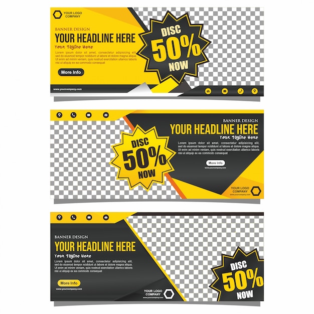 Design di banner di affari giallo e nero