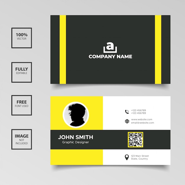 Yellow black business card template design