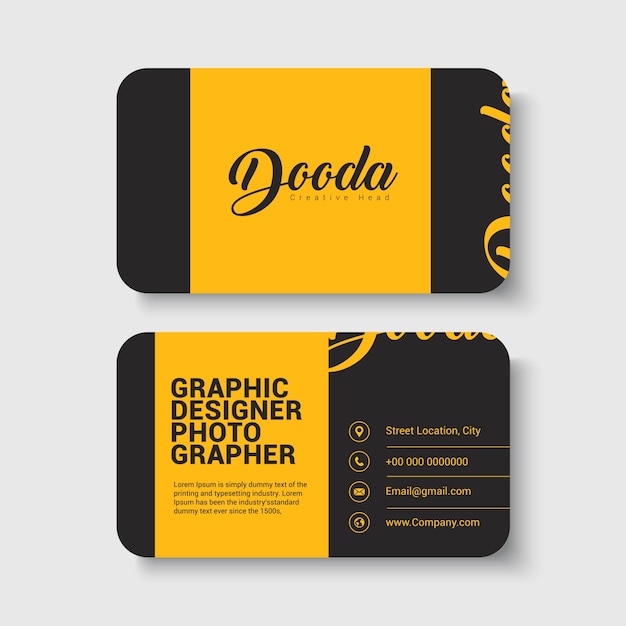 Vector yellow & black business card template