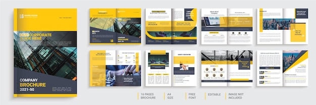 Vector yellow and black company profile brochure template