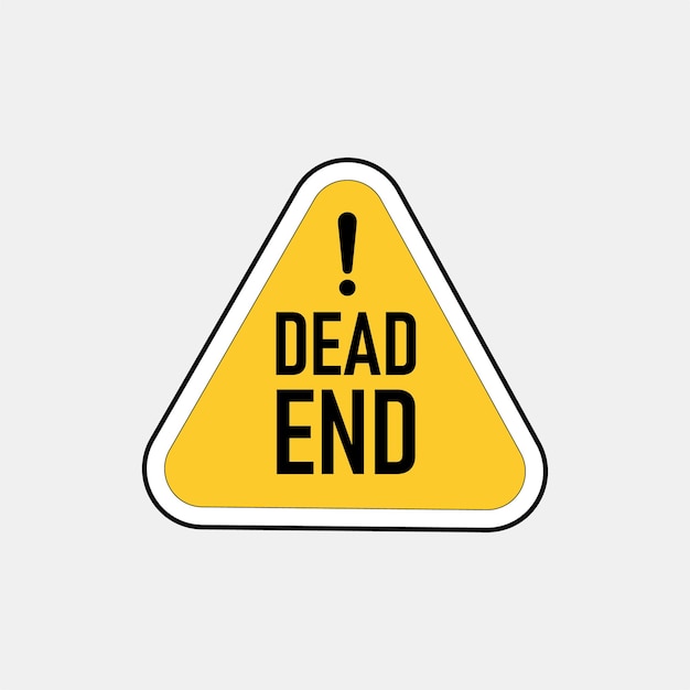 Premium Vector  A yellow and black dead end sticker with an exclamation  point on it.