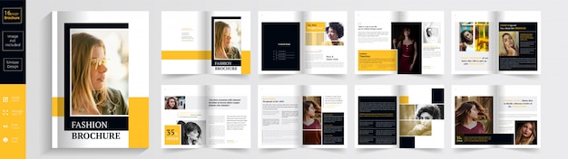 Vector yellow & black fashion pages brochure template