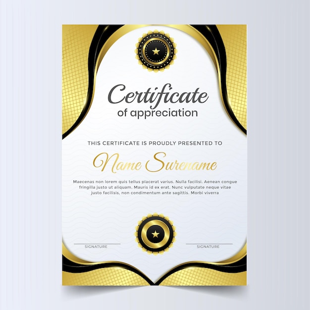 Yellow and black gradient certificate template