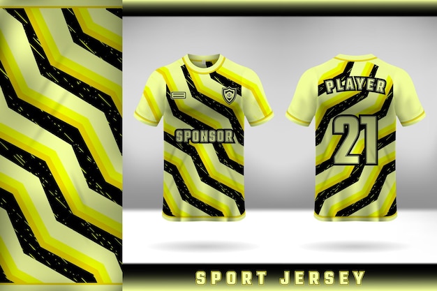 A yellow and black jersey that says sport jerseys