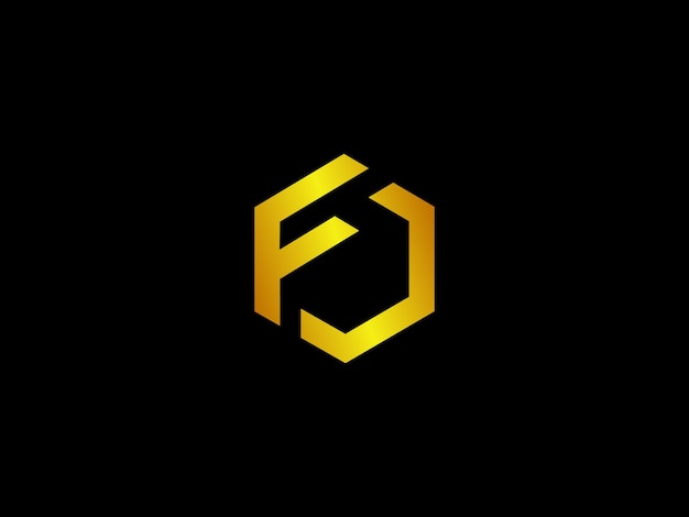 Vector yellow and black logo with the letter f on a black background