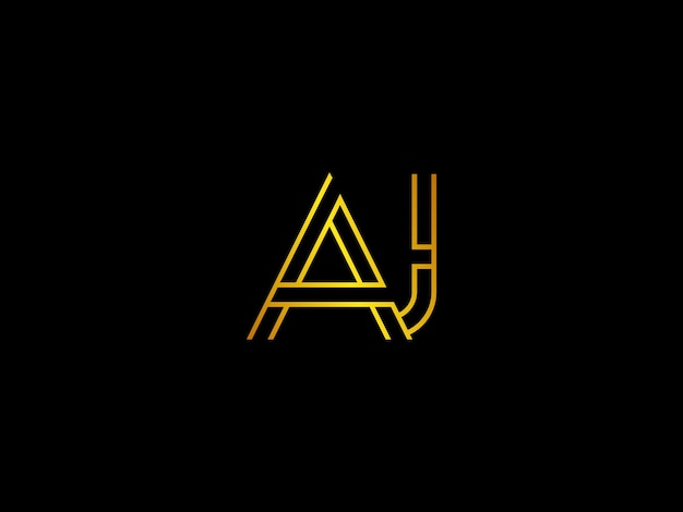 A yellow and black logo with the letters aj