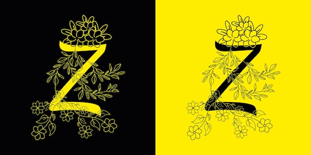 Vector a yellow and black logo with the word z on it