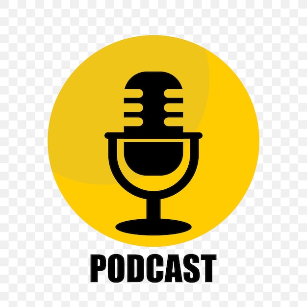 A yellow and black microphone icon for podcast.