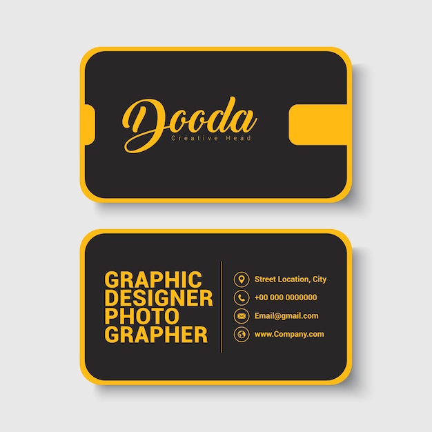 Yellow and black modern business card