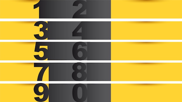 Vector yellow and black numbers templates background vetor