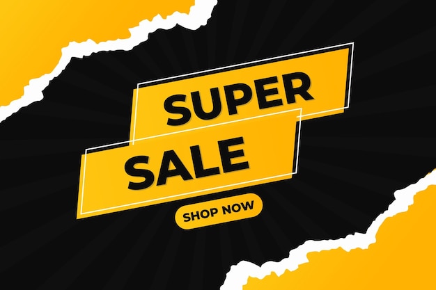 Yellow and black poster for super sale with torn paper