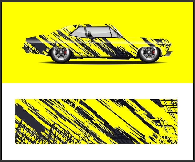 A yellow and black poster that says'car wrap'on it