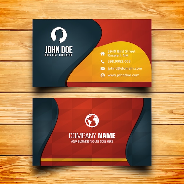 Vector yellow black and red business card