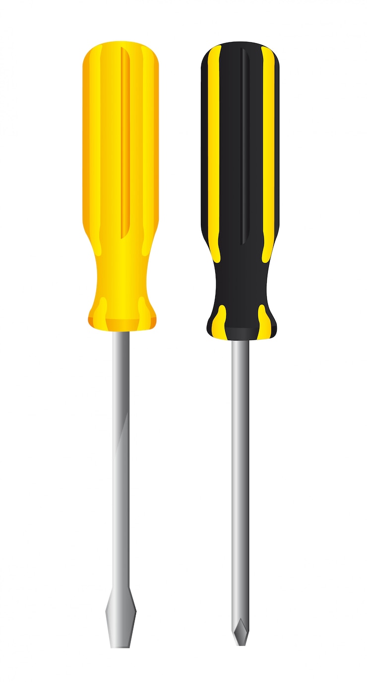 Vector yellow and black screwdriver