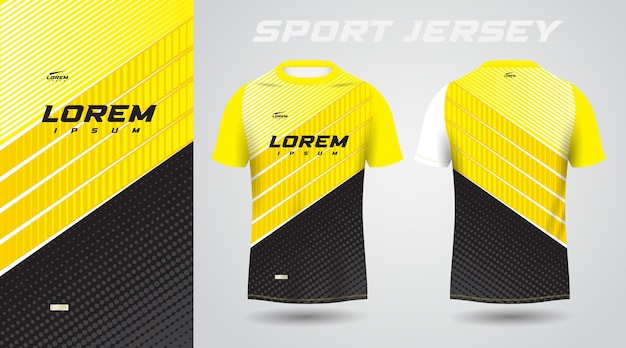 노랑 검정 셔츠 축구 축구 스포츠 저지 템플릿 디자인 모형