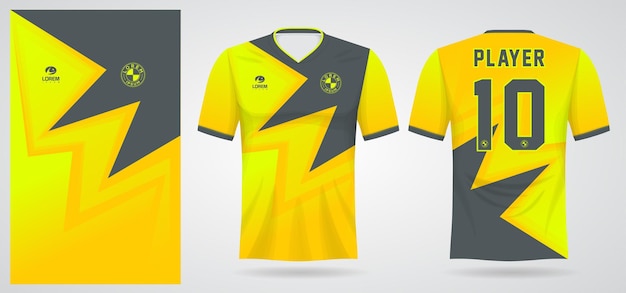 チームのユニフォームとサッカーのtシャツのデザインのための黄黒のスポーツジャージテンプレート