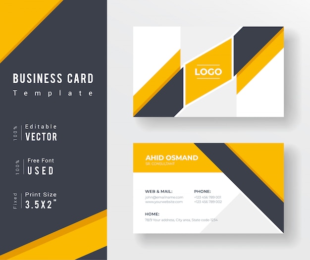 Vector yellow & black unique business card template