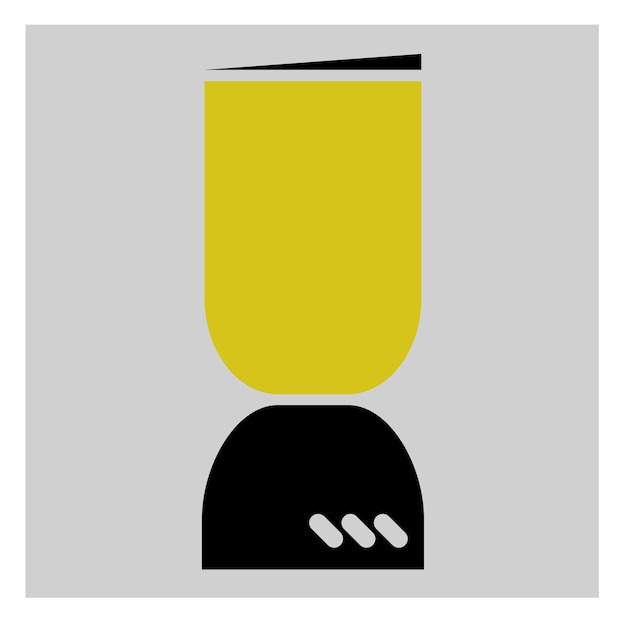 Желтый блендер с черным контуром, на котором написано «кофеварка».