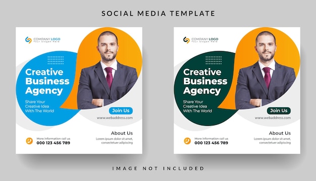 Yellow and blue business social media post template