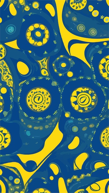 Yellow and blue cempaka flowers in cartoon starry night design