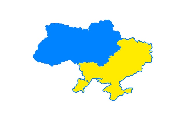 ベクトル ウクライナの地図の境界線の黄青旗ベクトル図