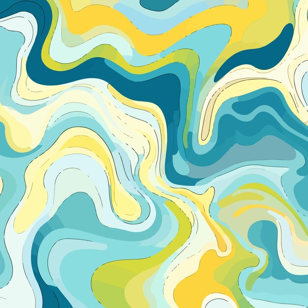 Vector a yellow blue and green wavy surface pattern