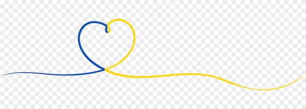 Yellow blue heart ribbon in Ukraine flag colors