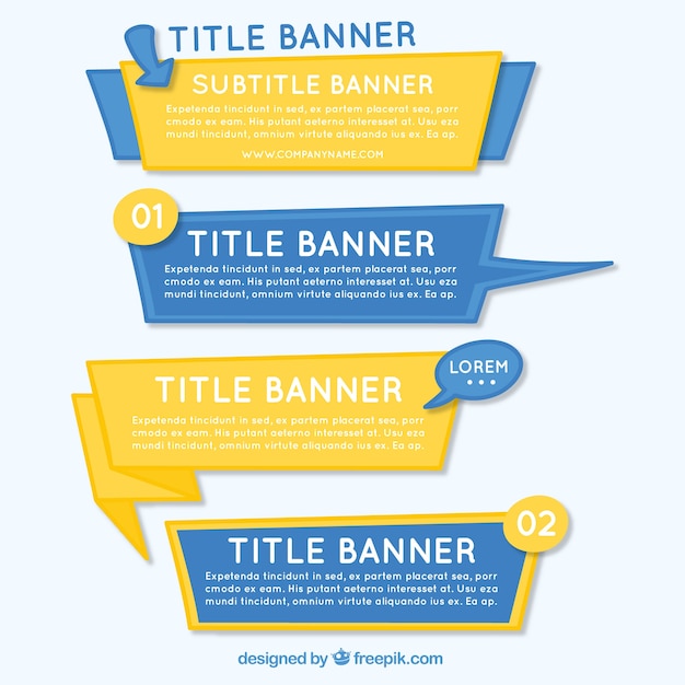 Yellow and blue infographic banners in hand-drawn style