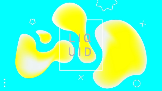 Yellow blue liquid background Abstract fluid colors banner