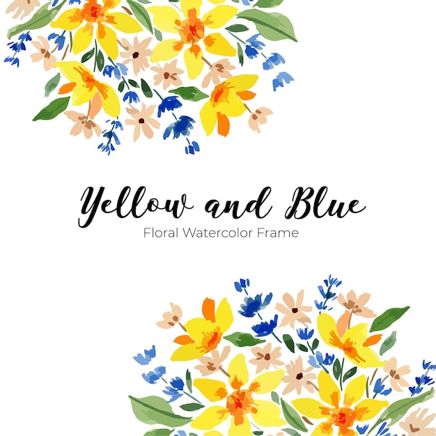 Yellow and Blue Loose Watercolor Frame Border Template