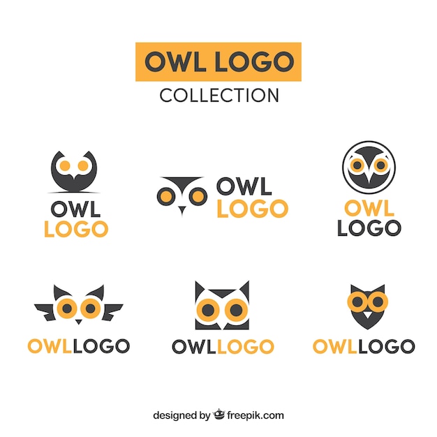 Yellow and blue owl logo collection