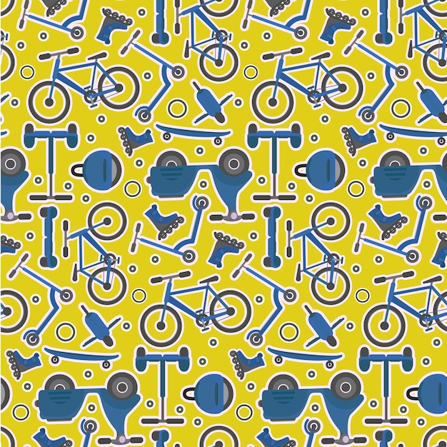 Vector yellow and blue pattern with teenager transport