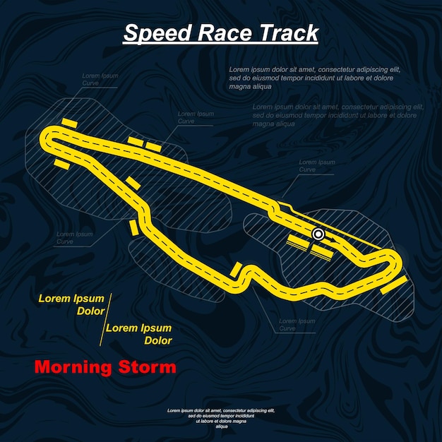 Yellow and blue race track banner