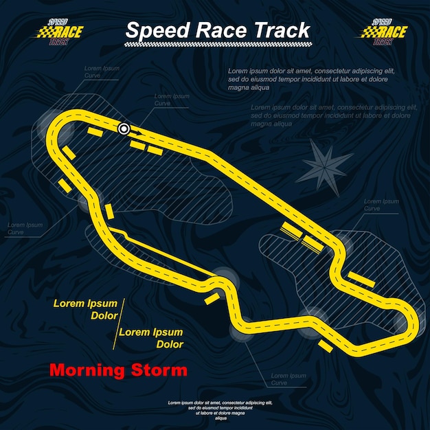 Yellow and blue race track banner