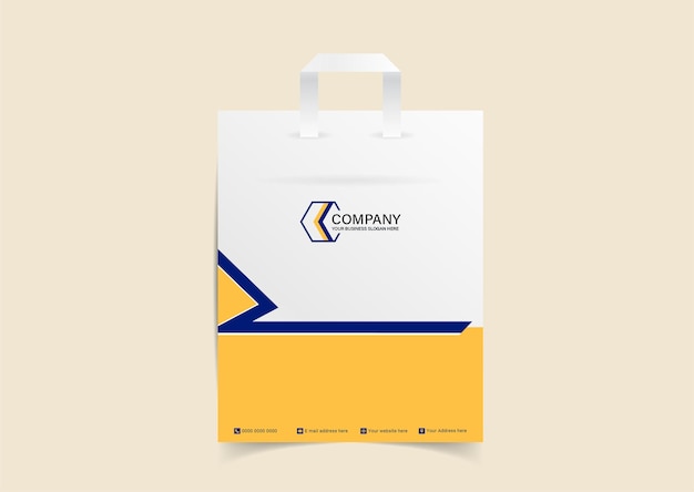 Yellow and blue real estate Shopping bag template design