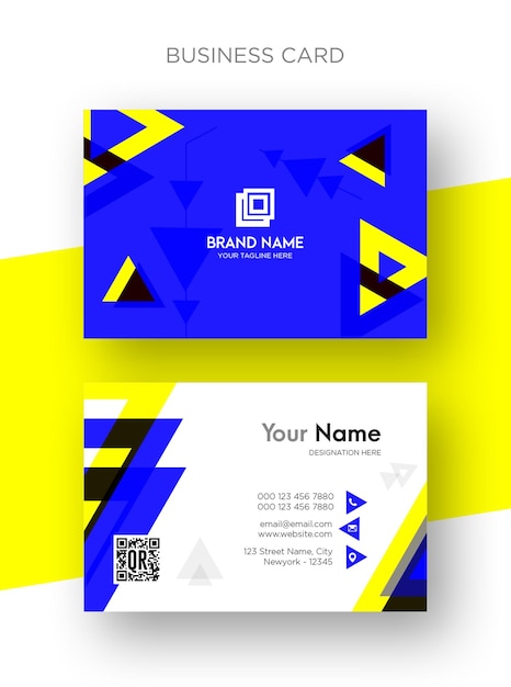 Yellow blue triangular corporate business visiting card