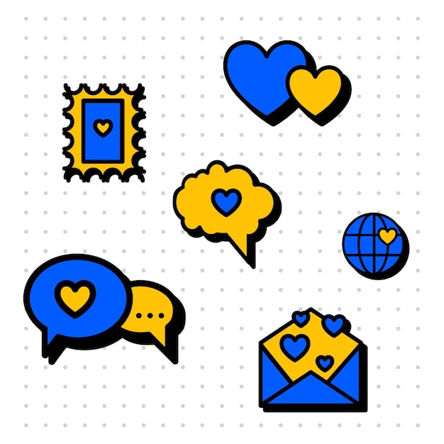 Yellow and blue Ukraine support sticker pack