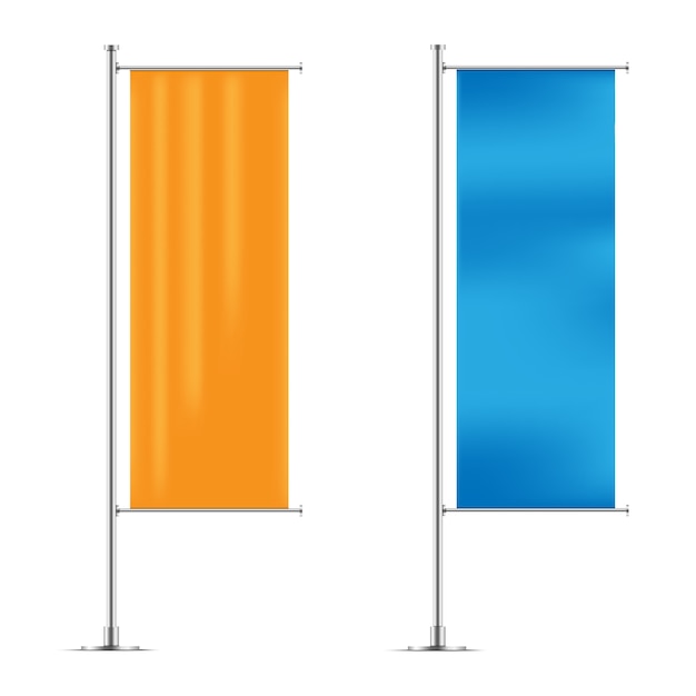 Vector yellow and blue vertical banner flag  templates