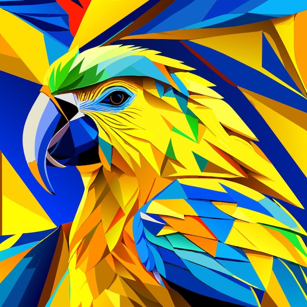 A yellow and blueparrot abstract vector illustration