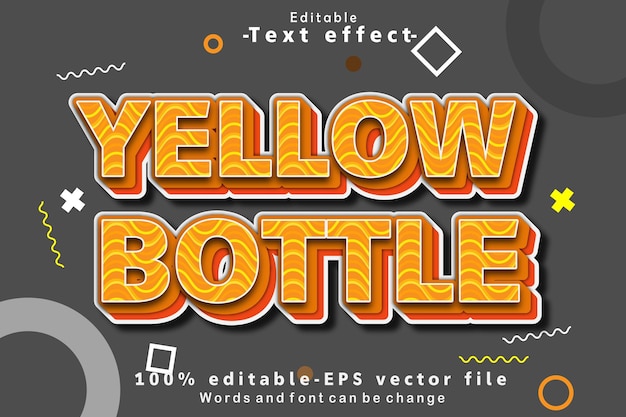 Yellow Bottle Editable Text Effect 3D Cartoon Style