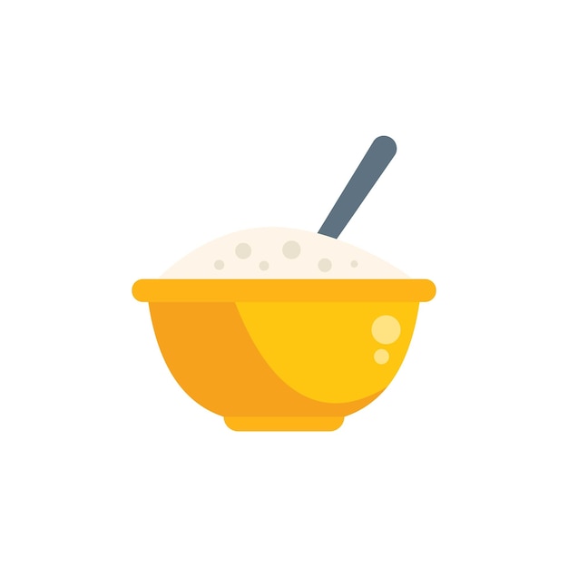 Yellow bowl filled with white powder and spoon sticking out