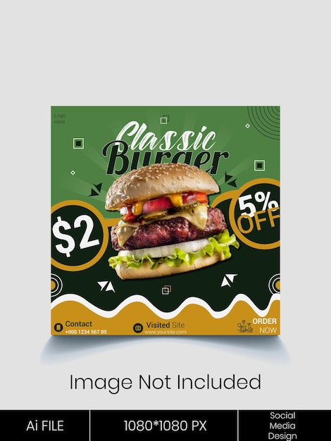 A yellow box with a picture of a burger on it.