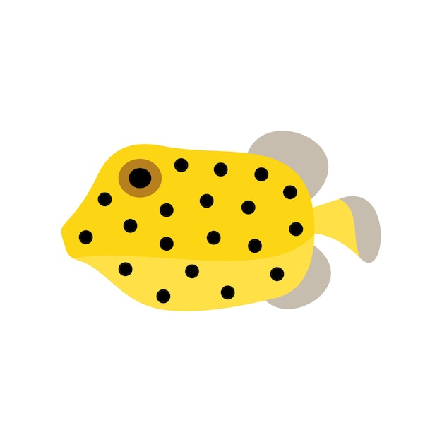 Vector yellow boxfish aquarium fish flat style vector illustration