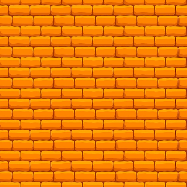 Yellow Brick Wall Seamless Texture. Vector Illustration of Industrial Background.