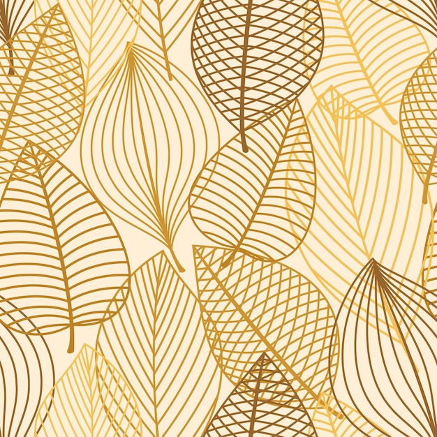 Vector yellow and brown leaves seamless pattern