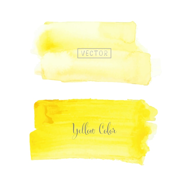 白い背景の上の黄色のブラシストローク水彩画